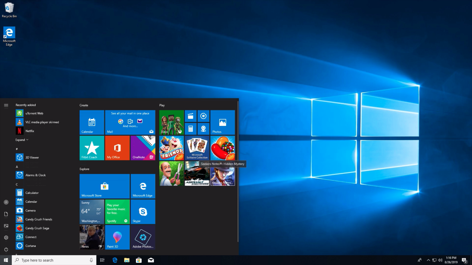 Windows 10 Ads Menu