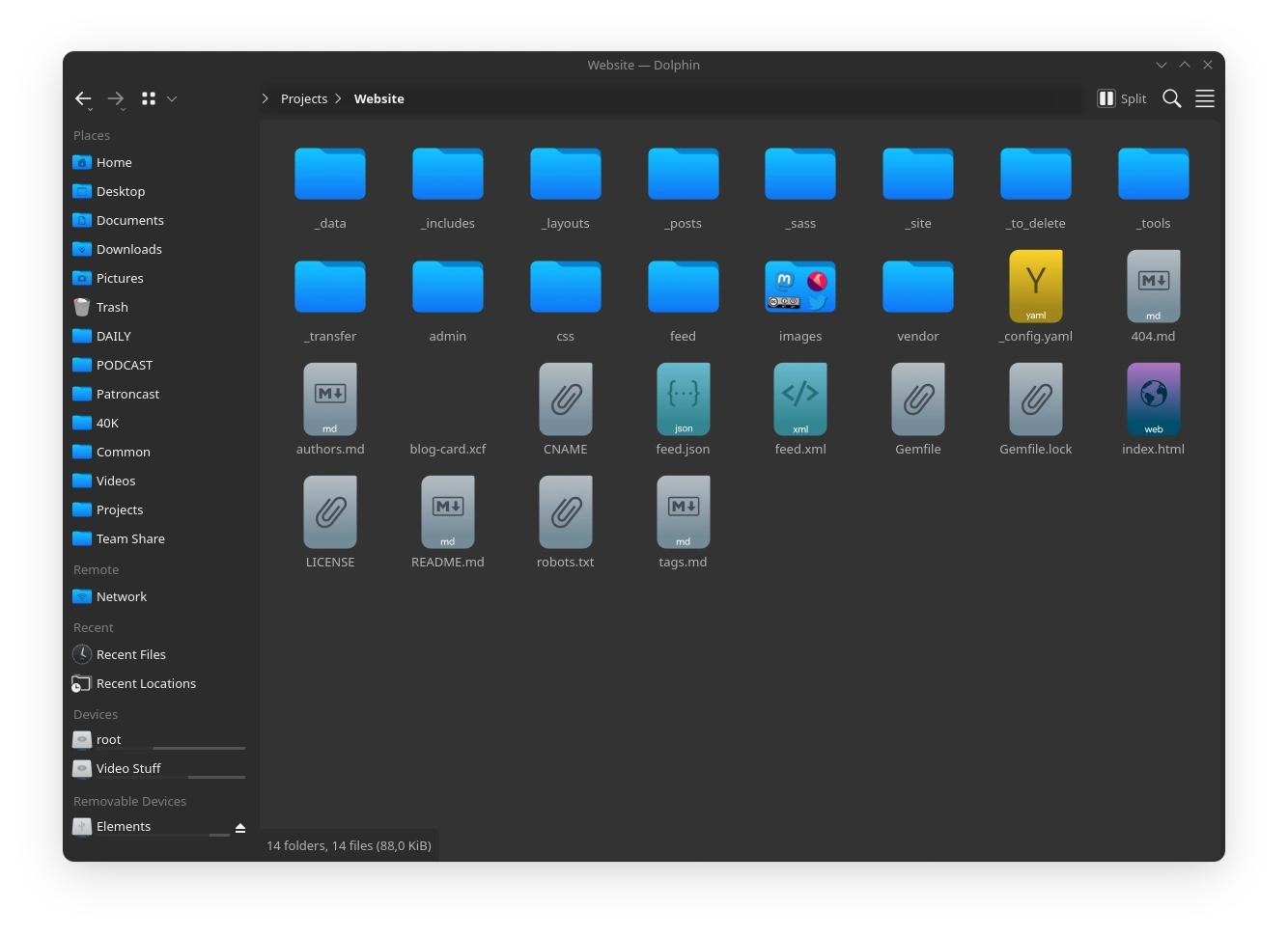 A capture of all the files and folders of the Git repo for this website